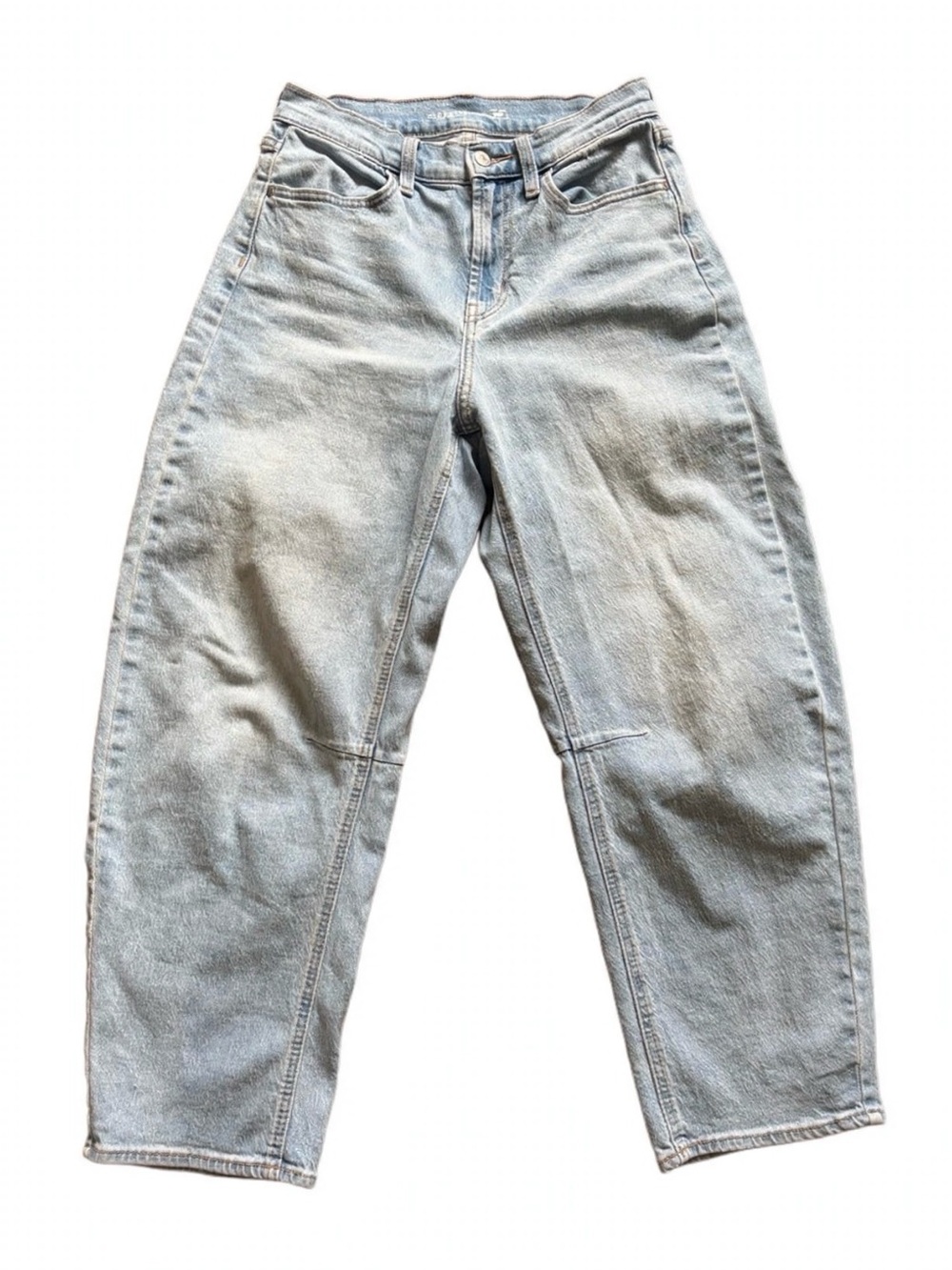 Old Navy High Rise Wow Barrel Leg Jeans Size 2 Light Wash Ankle Crop